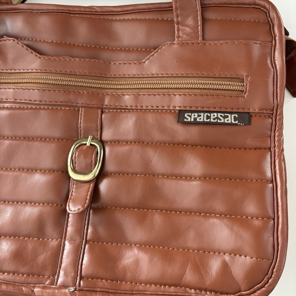 Vintage 1970s Sarne Spacesac Brown Nylon Puffy Quilted Shoulder Bag - Squeeze Me - Picture 2 of 12